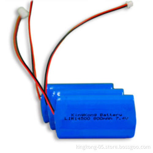 14500 Lithium-ion Column Battery Pack with 800mAh Capacity, 7.4V Standard Voltage